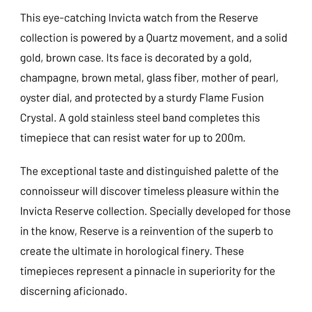 INVICTA Reserve Excursion Gold Label Watch - Picture 10 of 12